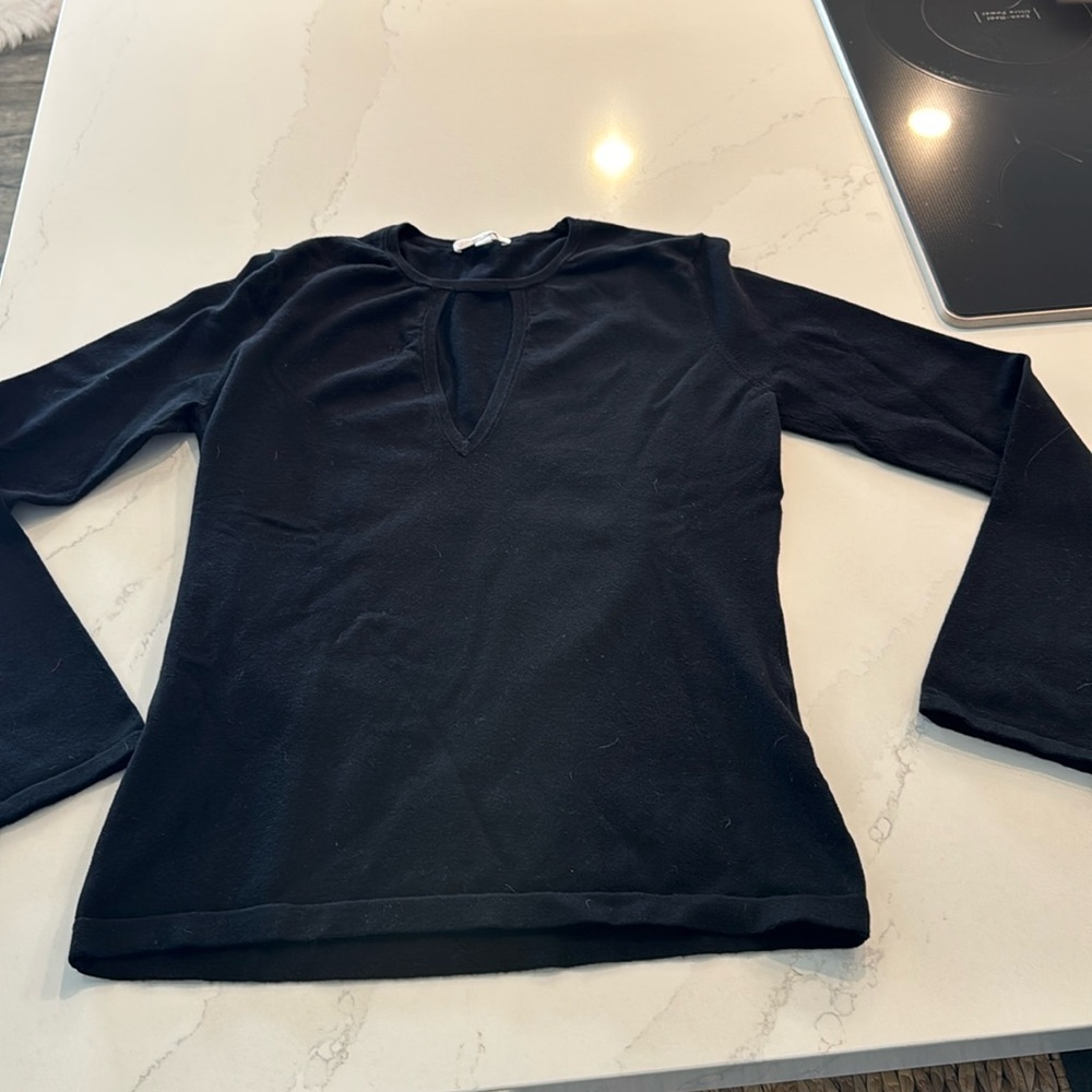 Minnie Rose Black Cotton Spandex long sleeve top - lightweight size M